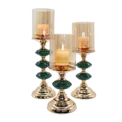European romantic dining table metal decorations simple retro ceramic candle holder wholesale