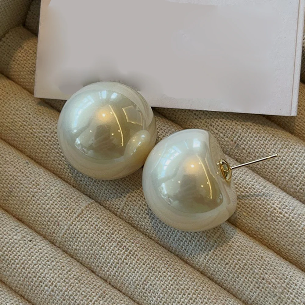 Fashion 20mm large pearl earrings high-end and personalized Hong Kong style pearl earrings for women jewelry