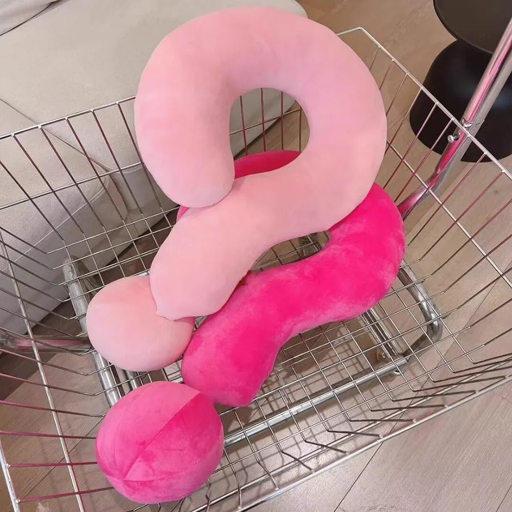 Funny Question Mark Shaped Soft Velvet Unique Chair Neck Cushion 24.4 Inch Plain Plush Hooked Private Label Decoration Pillow
