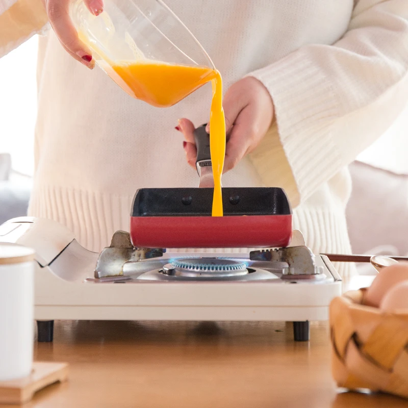 2019 New Japanese aluminum egg roll mini non stick pan omelette pan rectangle pan for cooking