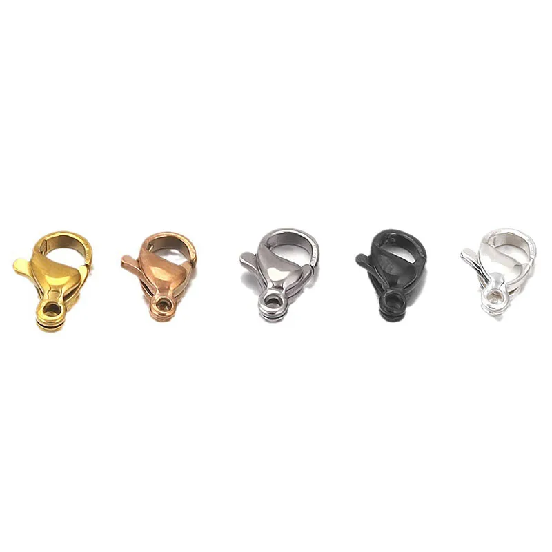 9mm 12mm 10mm -19mm Stainless Steel Gold Plated Jewelry Hooks Keychain Bracelet Necklace Brooch Lobster Clasps