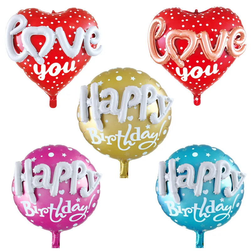 22 inch Round Shape Foil Balloon HAPPY/LOVE Foil balloon  Birthday /Wedding assembly balloon Valentine decoration