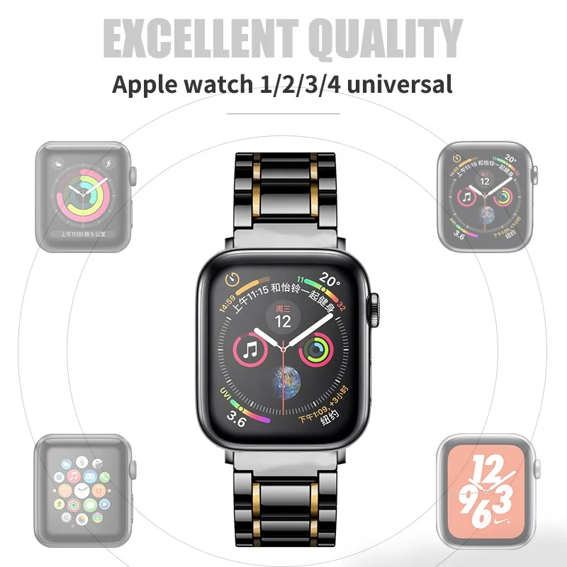  Ремешок керамический для Apple Watch 4 44 мм 40 браслет iWatch 3 2 1 38 42 из нержавеющей
