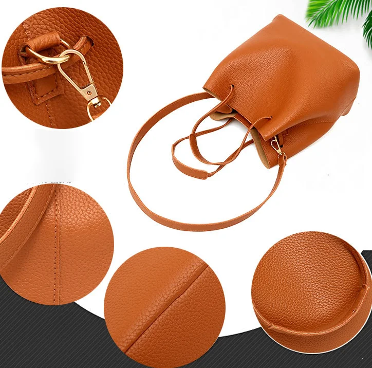 RU 2024 Shoulder Leather Tote Bags Plain Tote Bag Fashion Handbag Sets 4 Pieces Lady Hand Bags set