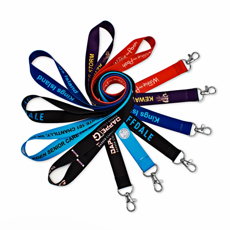 Manufacturer Personalized polyester custom lanyard with  Swivel J-Hook for Name Card Holder