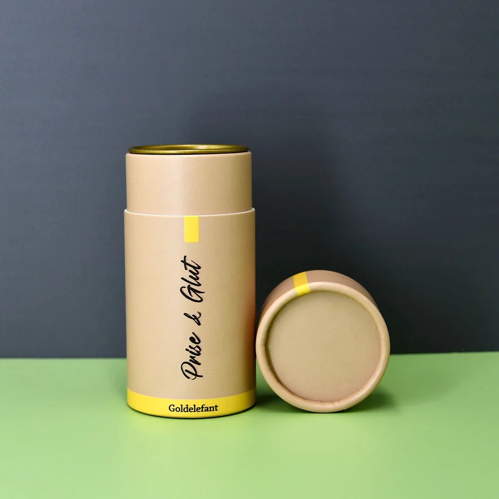 customized paper biodegradable tea packaging tube cardboard round boxes with metal lids inside Paper tube packaging