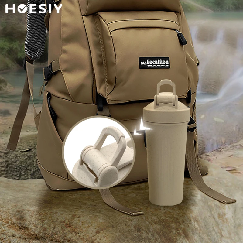 600ml Travel Office Wholesale Custom Food Grade BPA Free Wheat Straw Shaker Cup Portable Gym Mixer Water Cup Sport Shaker Bottle