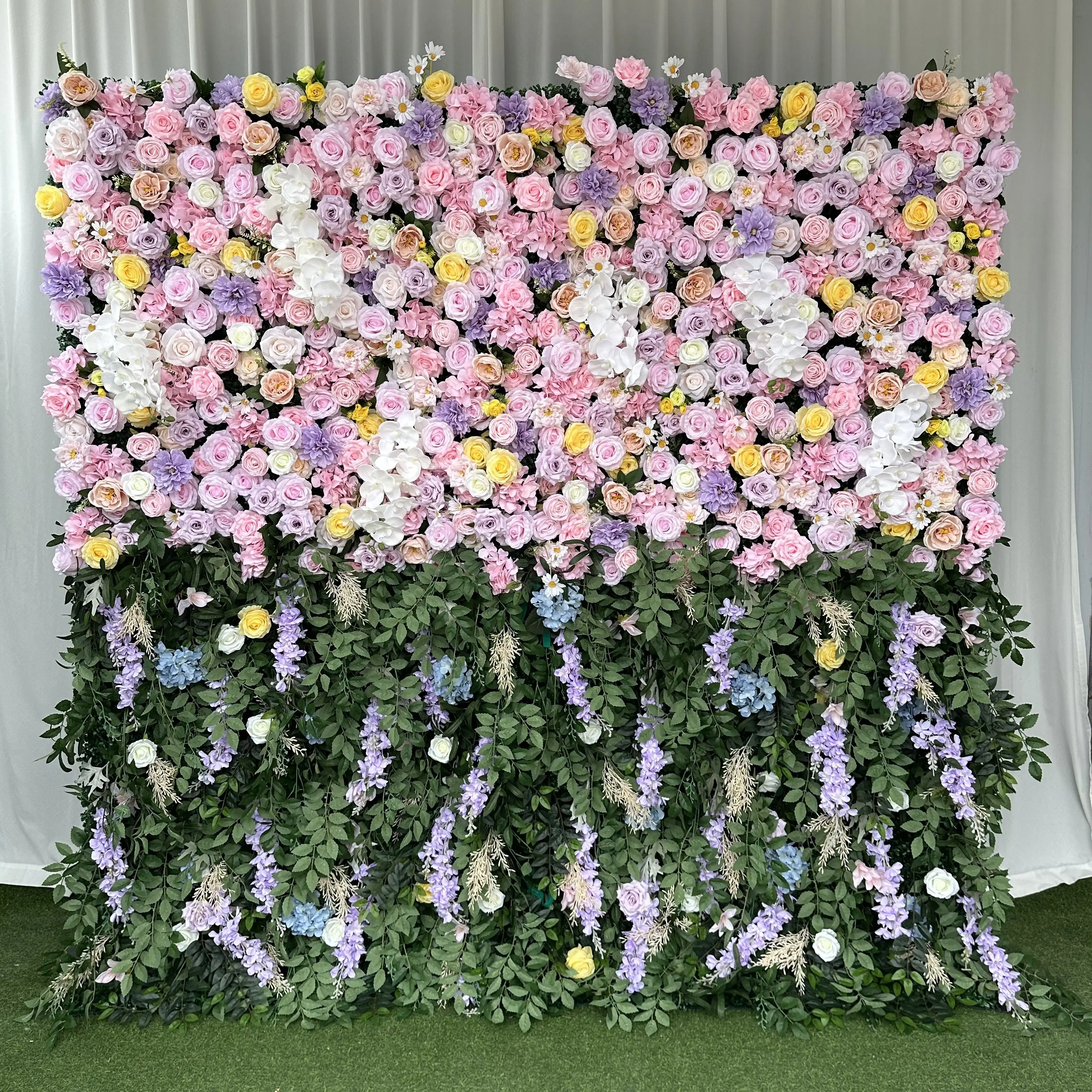 A-FW064 Wedding artificial 3d flower wall backdrop 8ft x 8ft flower wall panels red rose flower wall for event decoration