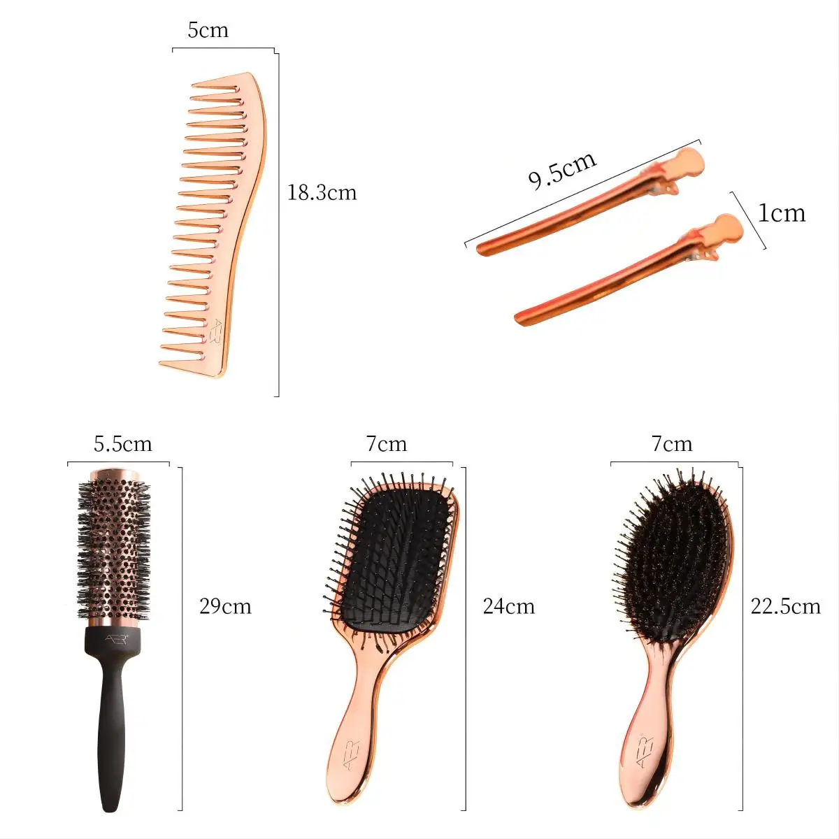 Wholesale Rose Gold 5 In 1 Hair Extension Brush With Clip And Comb Set Detangling Hair Brush Kit