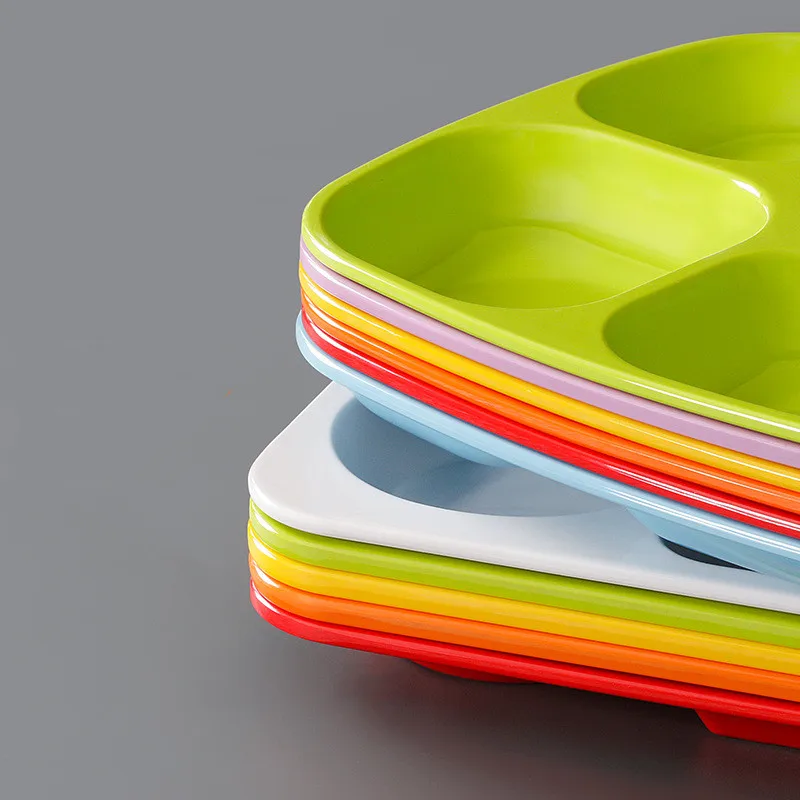 Colorful Divided Fast Food Tray School Canteen 3/4/6 Compartment Melamine Lunch Dinner Plates For Kids