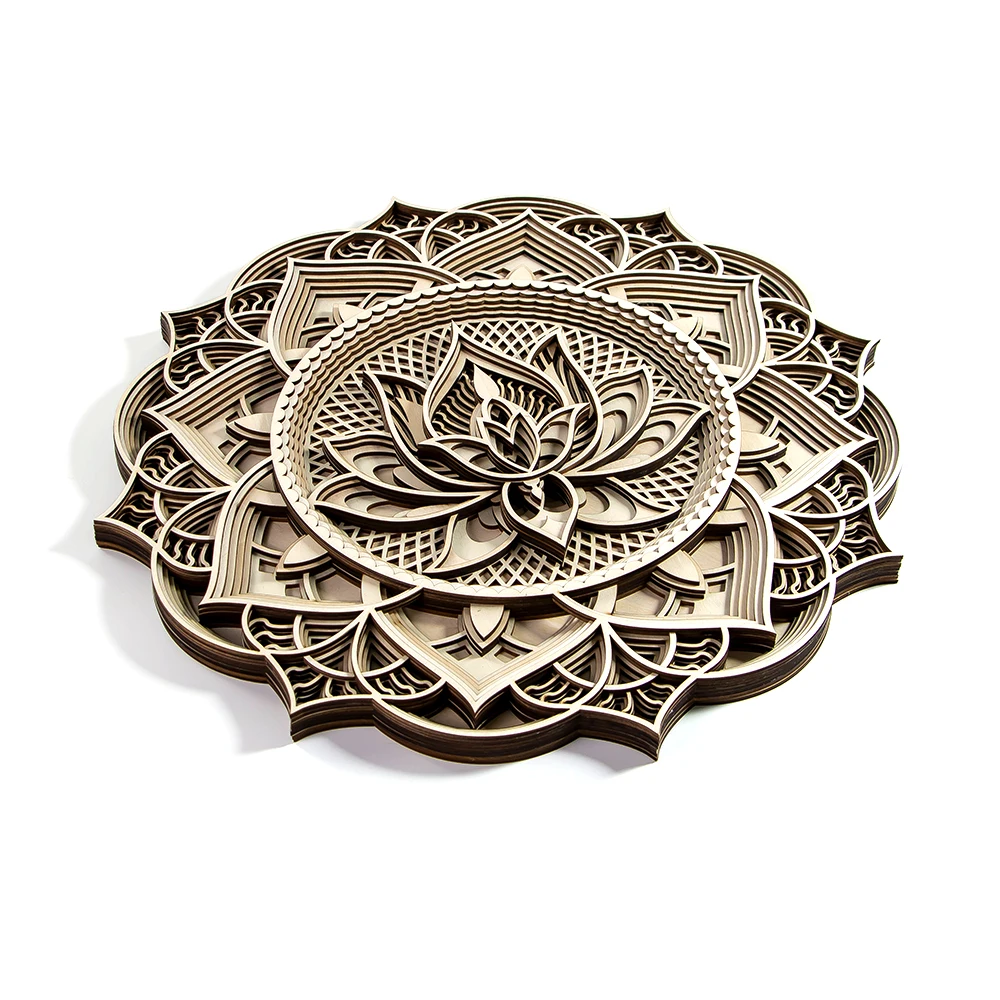 OEM Factory Mandala ideas laser cutting and engraving unfinished wood Mandala designs /crafts for Home wall decor