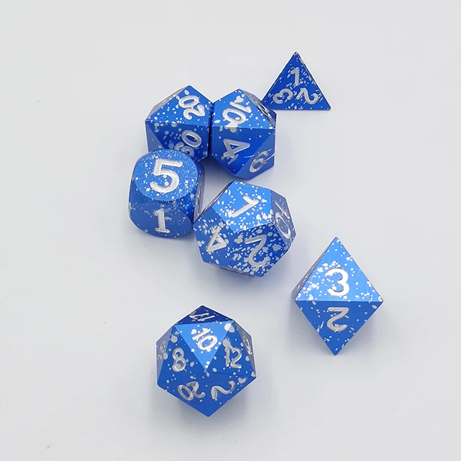 ODM custom aluminum alloy dice sets printed colors as request custom logo on D20