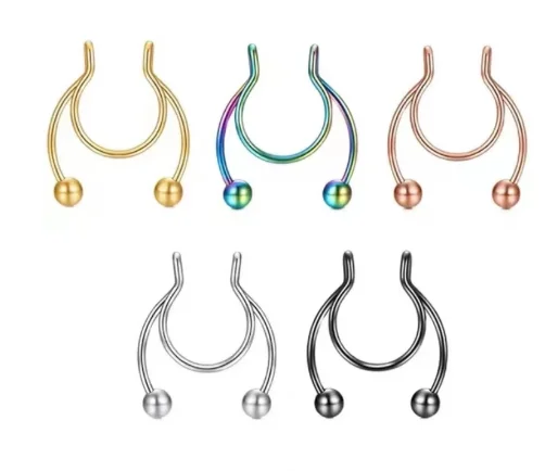 1pc Fake Nose Ring For Women Men Surgical Steel Faux Piercing Jewelry Fake Piercing Hoop Lip Septum Nose Rings Body Jewelry