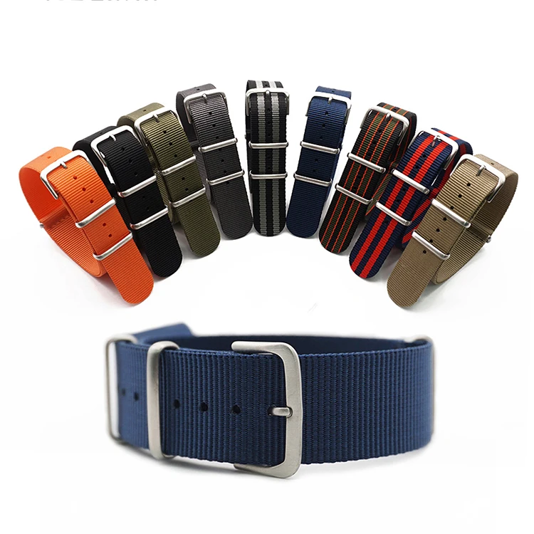 18mm 20mm 22mm 24mm  Watch  Sport Nylon Fabric Strap Accessories Belt Buckle Bands 007  James Bond Black 20mm watch strap