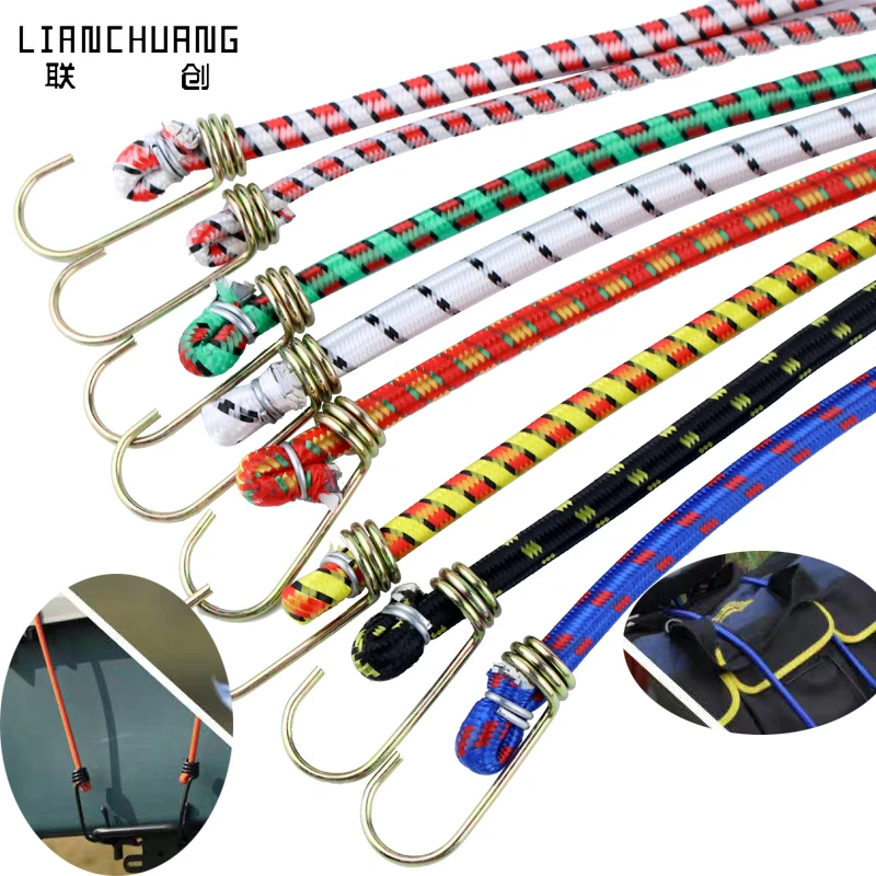 elastic reflective safety rope 8mm.10 mmhigh tenacity elastic rubber  rope  adjustable bike elastic  hook rope