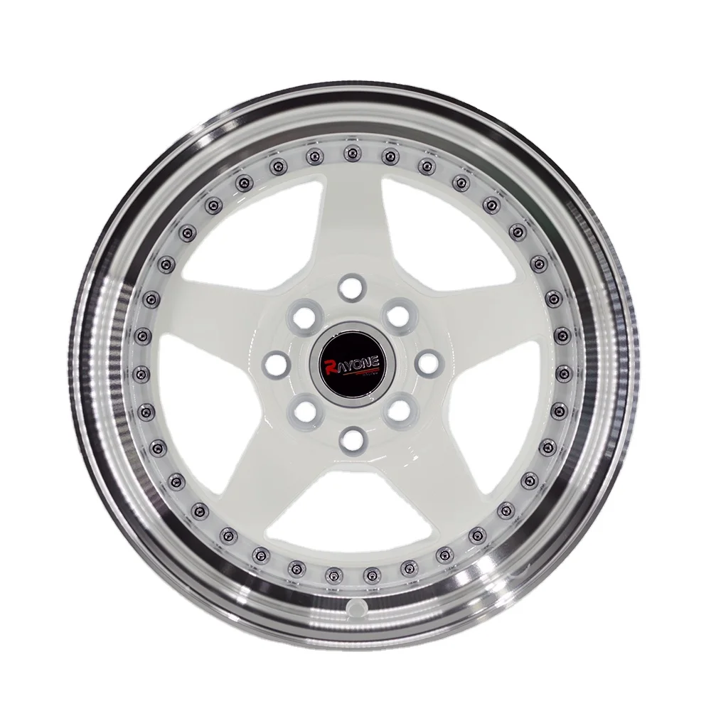 DM903 Wholesale factory price black 4X100 4X114.3 15 inch white 5 spoke alloy car wheels