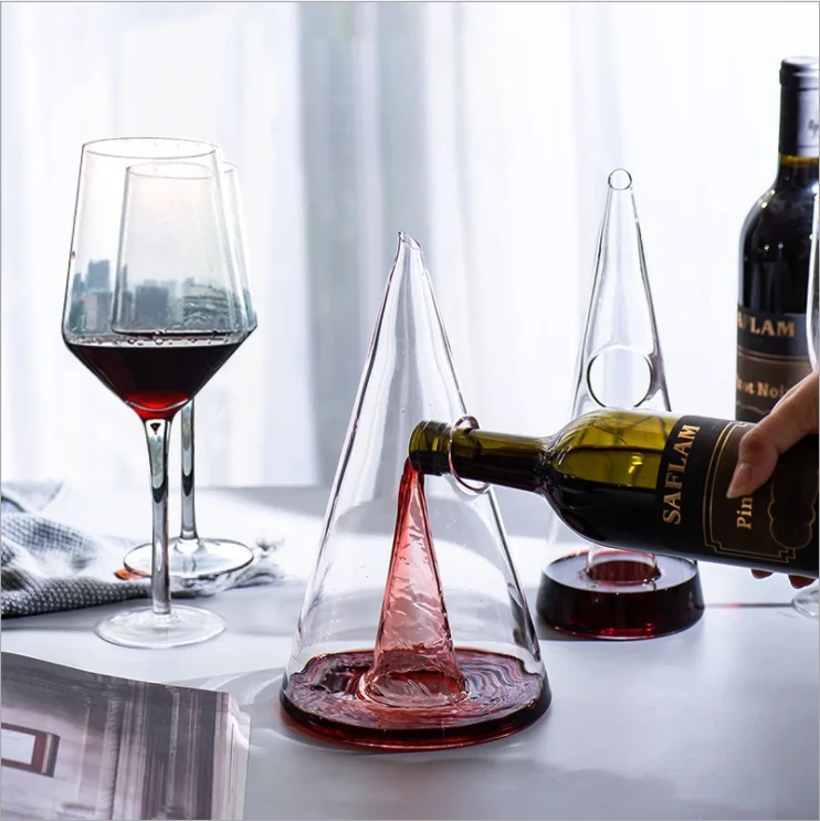 750ml Pyramid Shape Handmade Lead Free Wine Decanter Red Wine Decanter