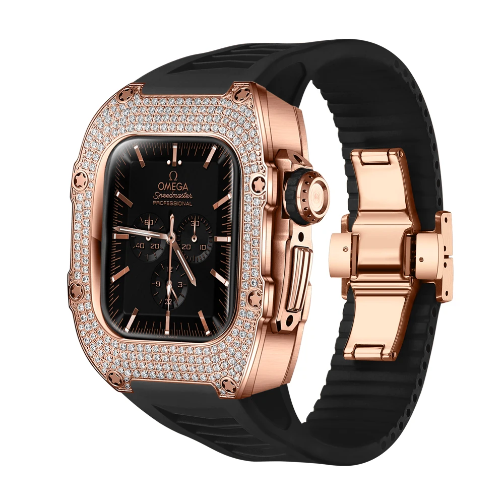 Комплект мод для Apple Watch series 9 8 7 6 5 4 SE 40 мм 41 Роскошный чехол из титановой стали аксессуары часов
