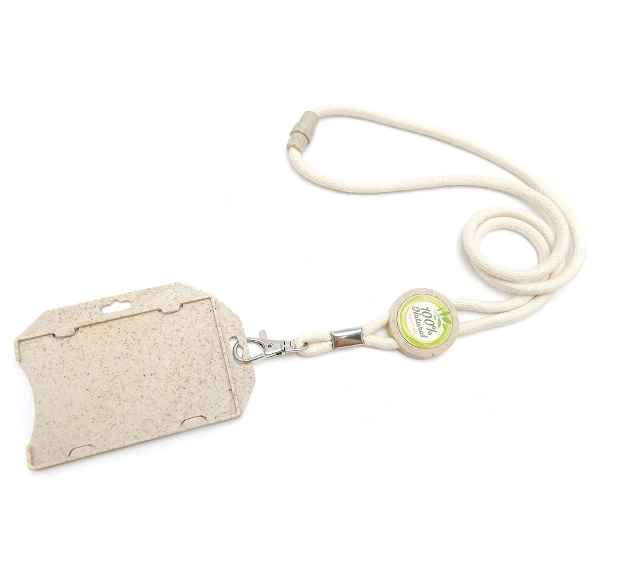 Premium Durable PLA ID Badge Name Card Holder With Double Stitches Straps Lanyards Compostable