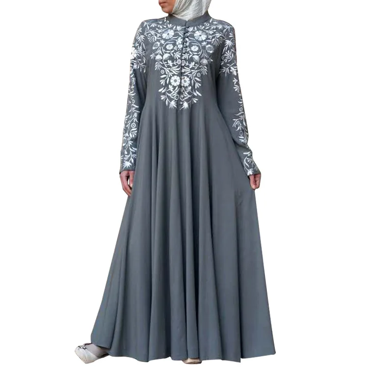 Aoyema Abaya Women Long Sleeve Chiffon Pleated Ruffled Vintage Elegant A Flowy Long Dress Traditional Muslim Clothing