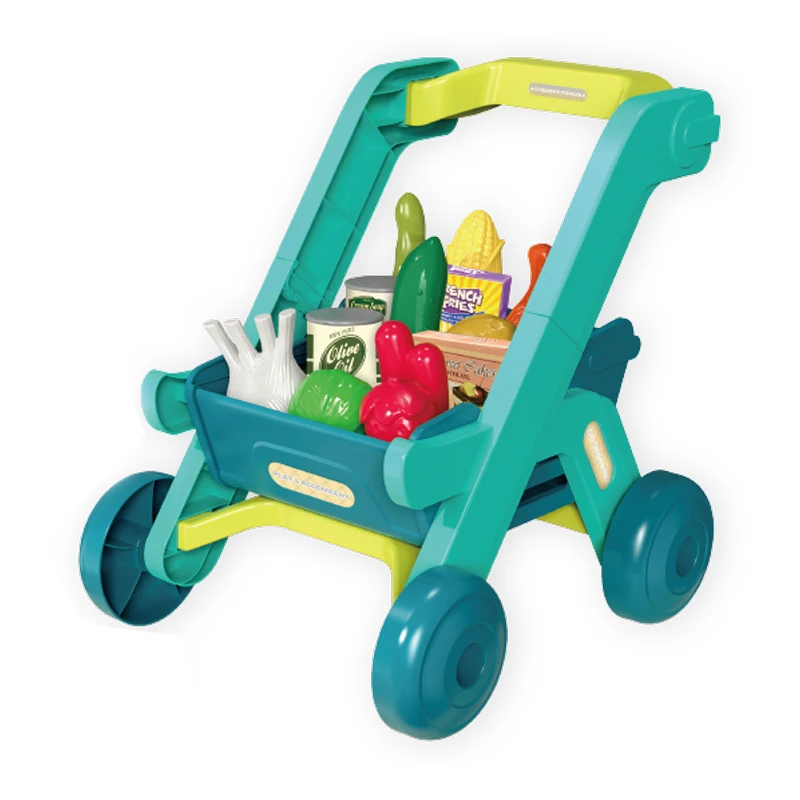 40pcs mini supermarket shopping cart trolley toy set kids role play toys educational pretend play toys for children