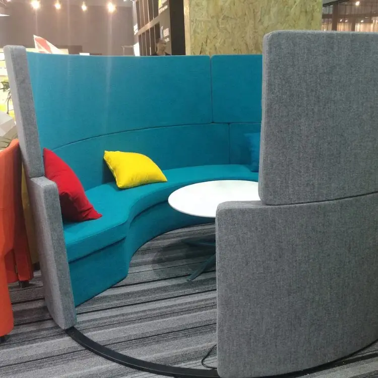 Modern round sofa sets office meeting privacy booth with plugged into electricity