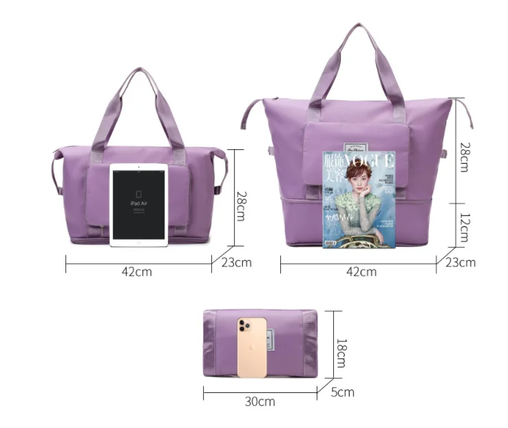 Небольшой минимальный заказ, спортивные сумки для спортзала, сухие и влажные спортивные сумки для спортзала, путешествий, прочная складная дорожная сумка для женщин
