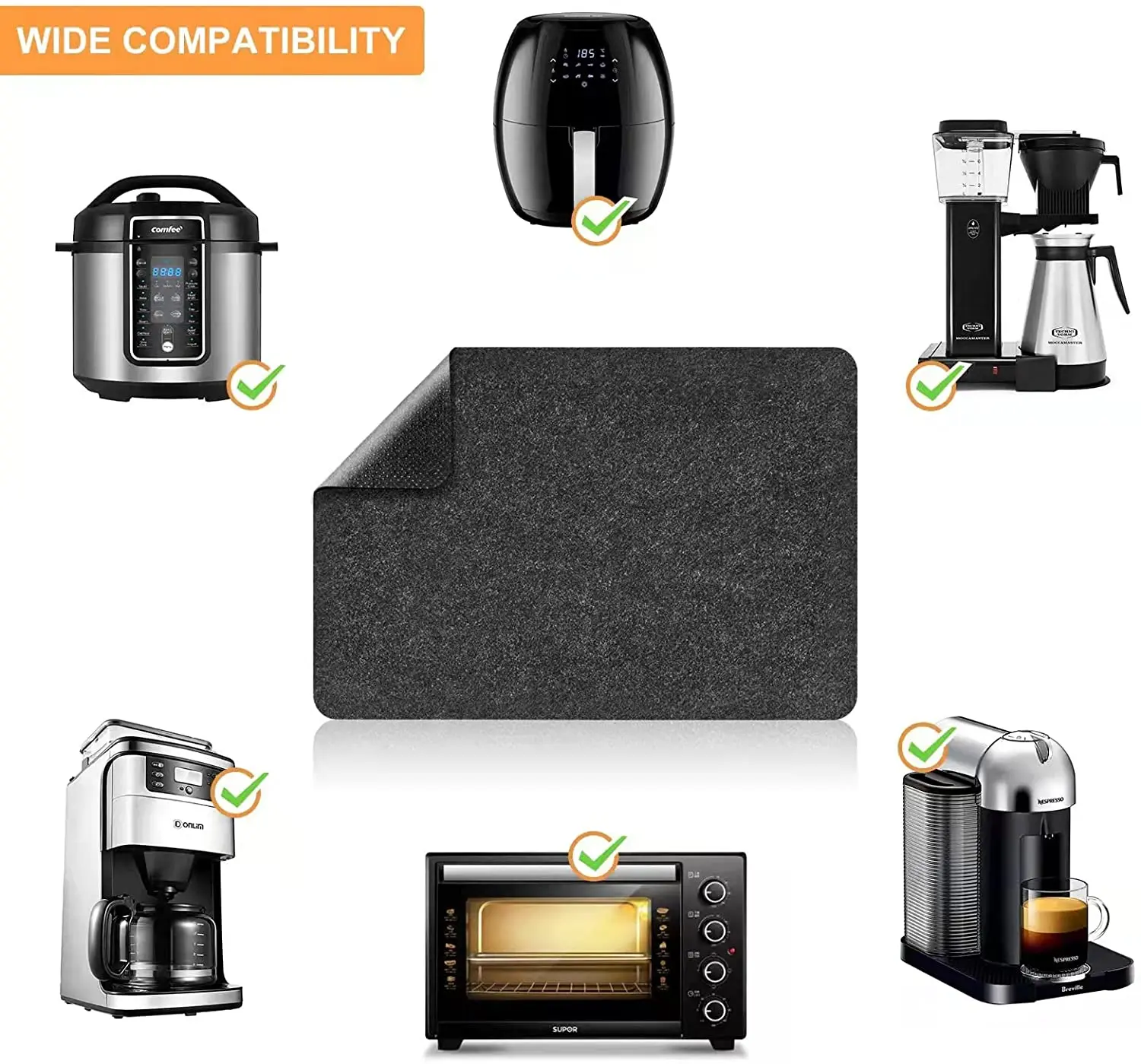 2 Pcs Heat Resistant Pad Countertop Protector Mat Coffee Maker Mat for Countertops Heat Resistant Mat for Air Fryer