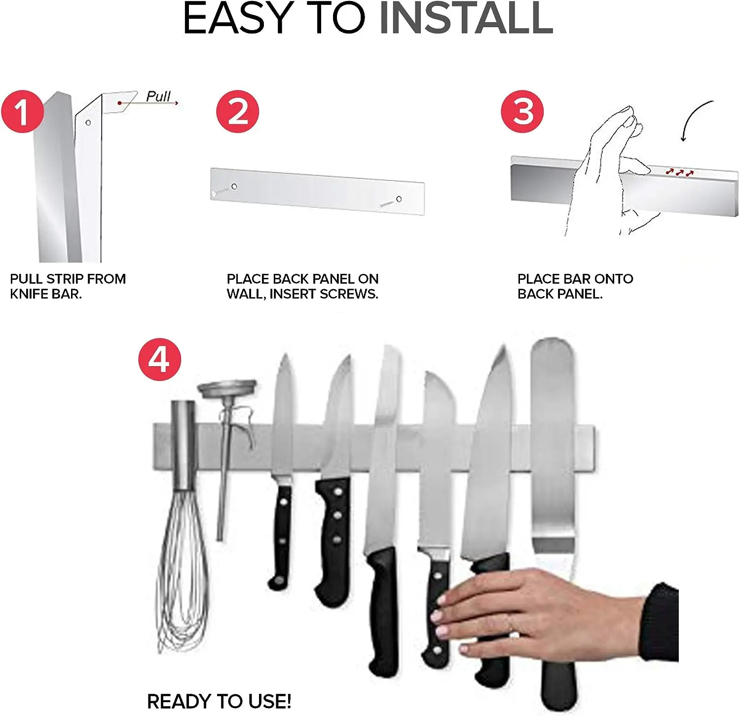 14 /16 Inch Key Metal Tool Storage Magnet Bar Stainless Steel Magnetic Strip Holders Wall Magnetic Knife Holder 8'-24 inch