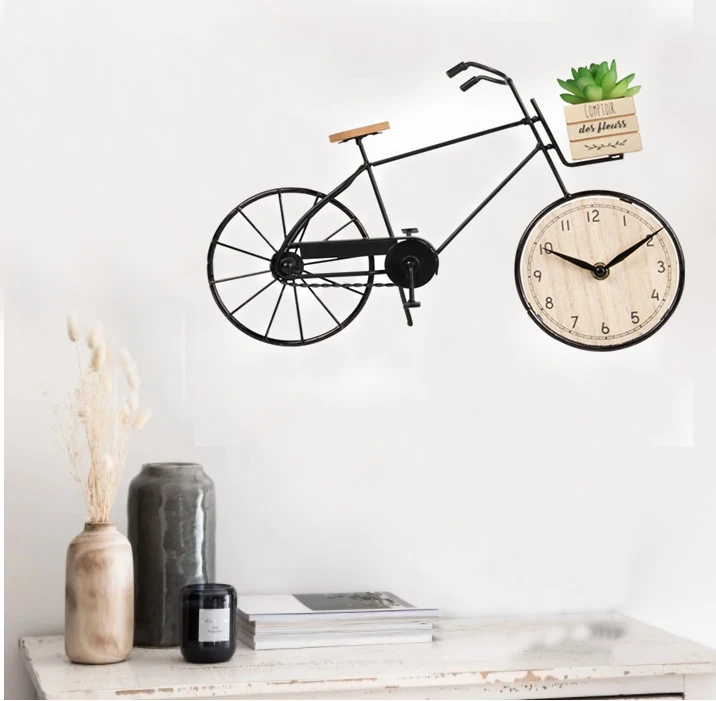 Bike Clock Interior Cheap Factory price Wooden dial Home decor Mini clock Bike
