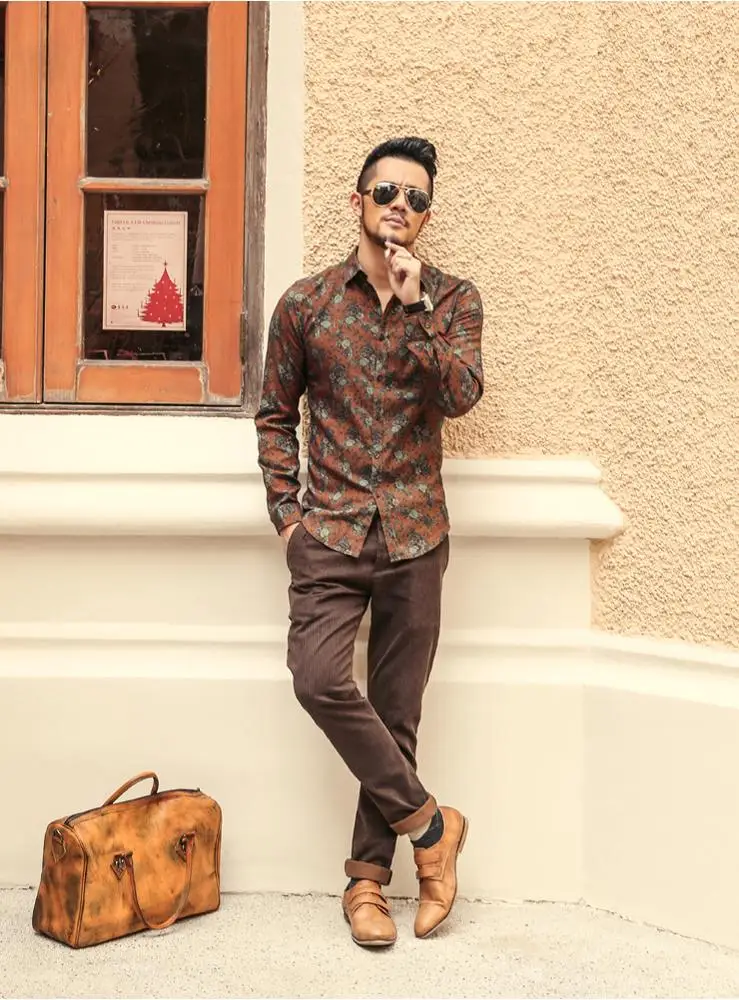 
2019 Autumn Hot Sale Mens Casual Wear New Style Fashion Flower Printed Youth Popular Regular Man Shirt 