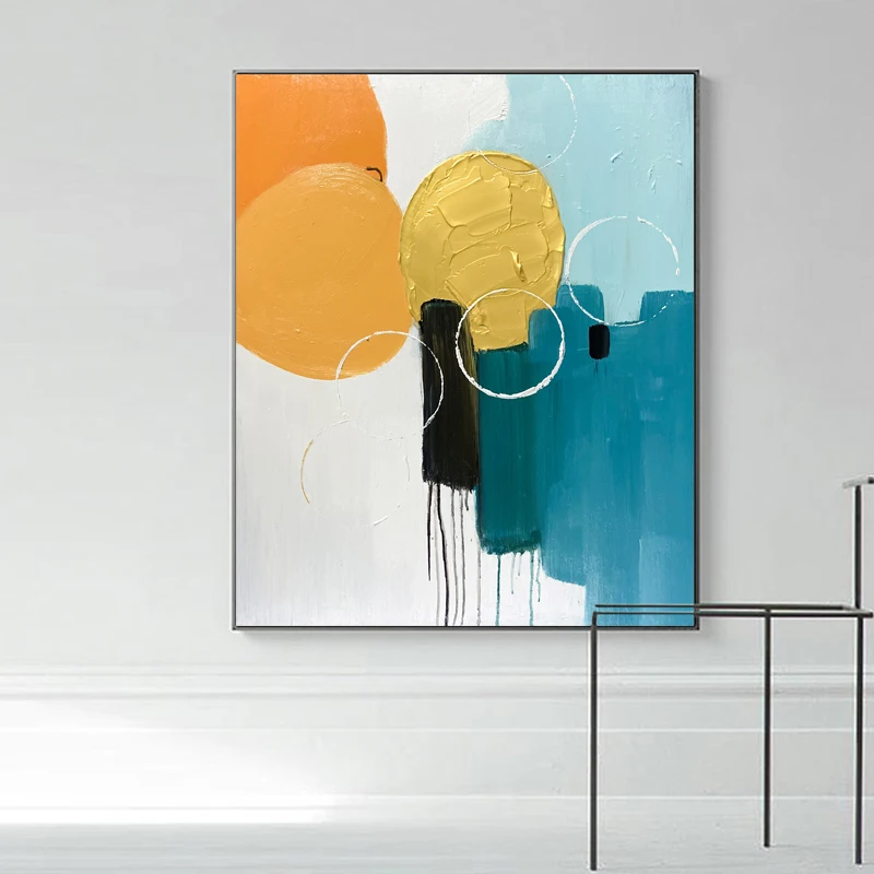 Abstract Acrylic Frame Texture Painting Restaurant Wall Art Chinese Artwork Gold Foil Art Painting