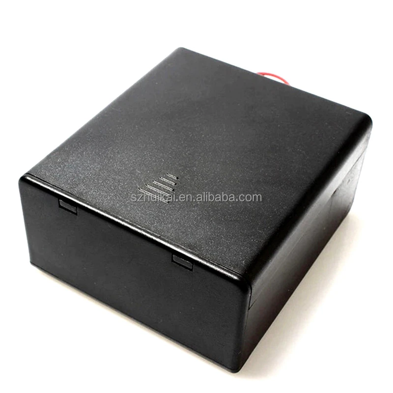 4X D Size Battery Holder Contain Two Wires with Cover and Switch