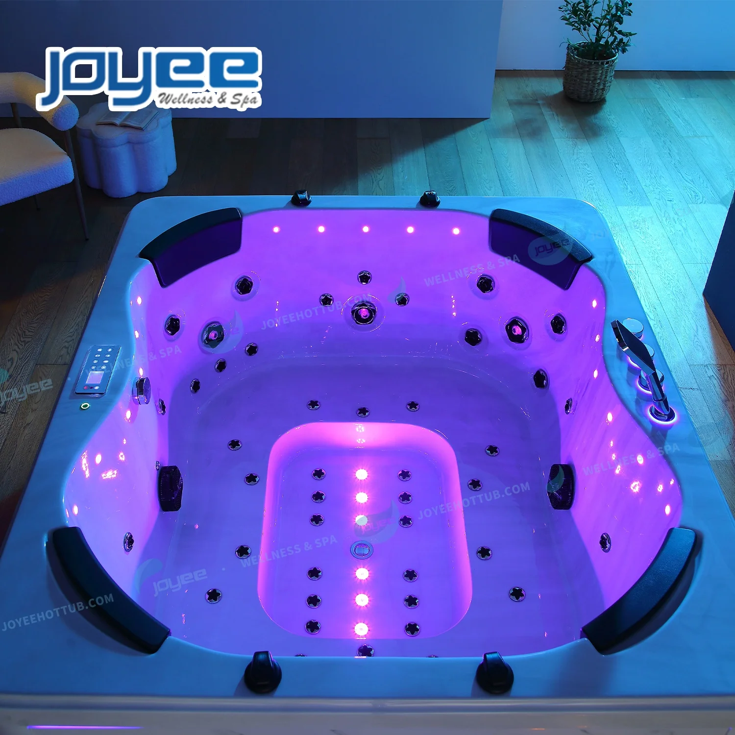 JOYEE Air Bubble Soaking Massage 4 Persons Indoor Bathtub Spa Bluetooth Music Design With Heater Indoor Spa Tub