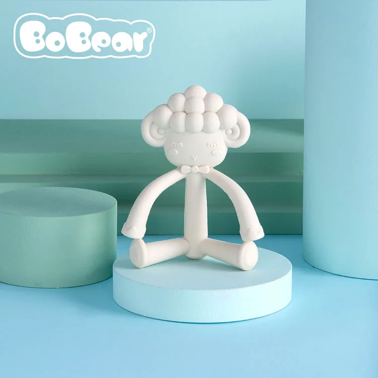 Bobear оптовая продажа милые животные из пищевого силикона без БФА в форме коровы Прорезыватель для зубов детский моляр