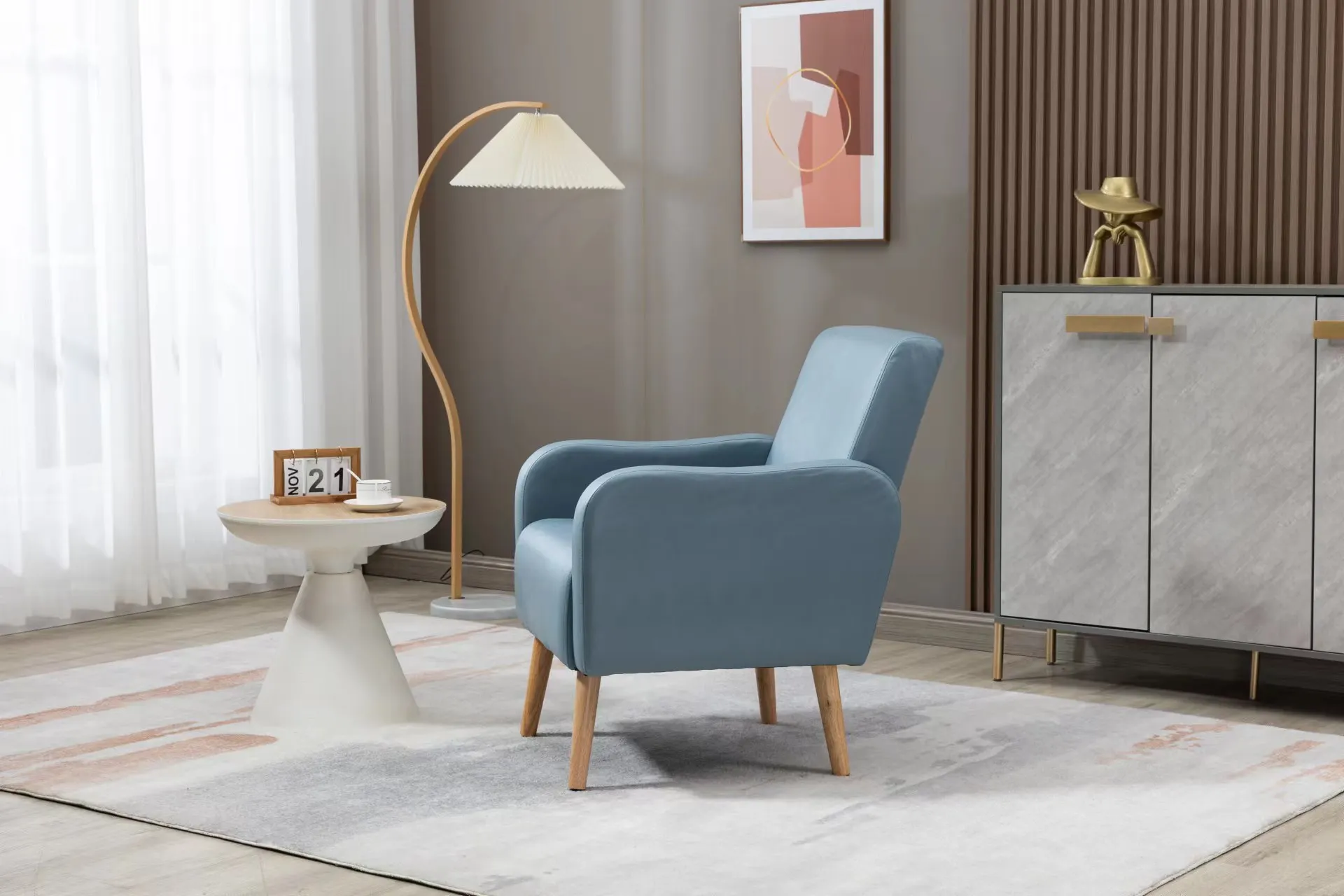 Factory straight hair modern luxury living room leather fabric arm chair single sofa recliner lounge chair