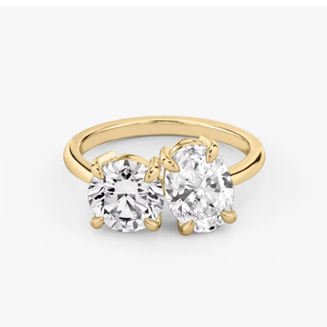 Toi et Moi engagement Ring with Lab-grown Diamonds Custom 14K 18K Gold GIA/IGI Certificated Wedding Band lab CVD diamond