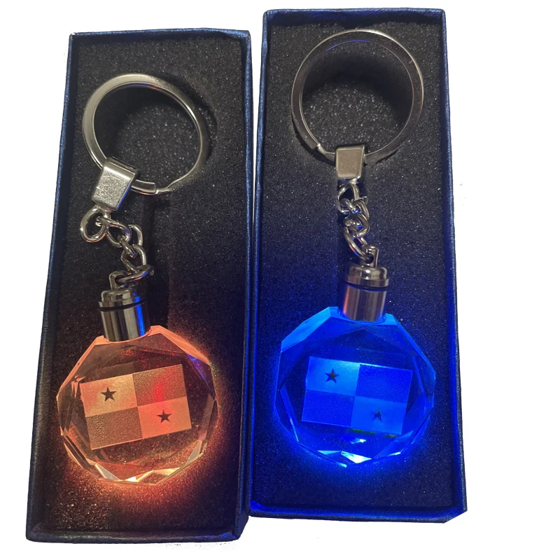 New 3d engraved led Flag keychain self defense keychain with custom flag of Panama keyring