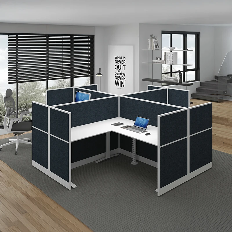 Acoustic Office Furniture Workstation Table Height Adjustable Desk L Shape Office Partition Cubicle