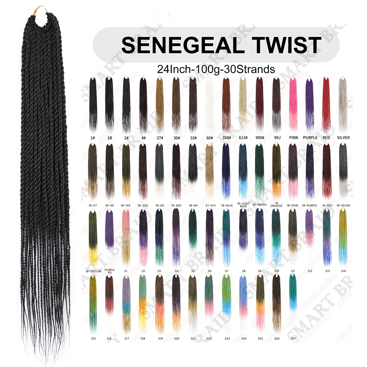 Synthetic chemical fiber crochet braids three-strand braids colorful multicolor box braids