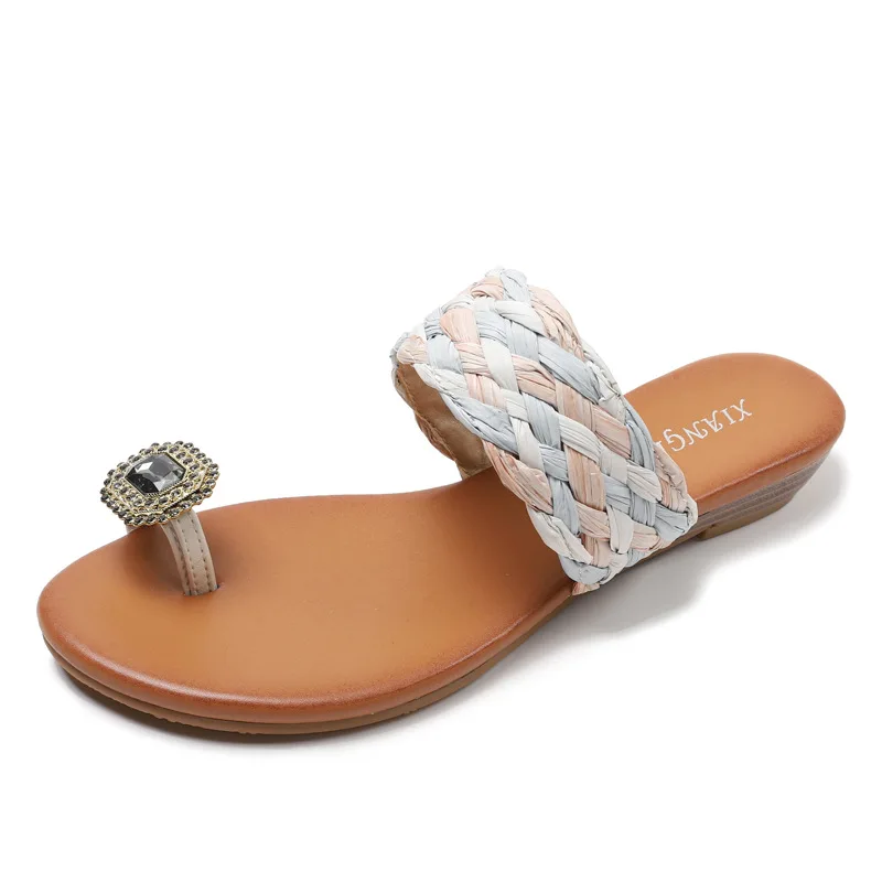 Wholesale Summer Trendy Roman Shoes Open Toe Flat Sandals Beach Women Flipflop Flat Sandals Comfortable Casual Sandal