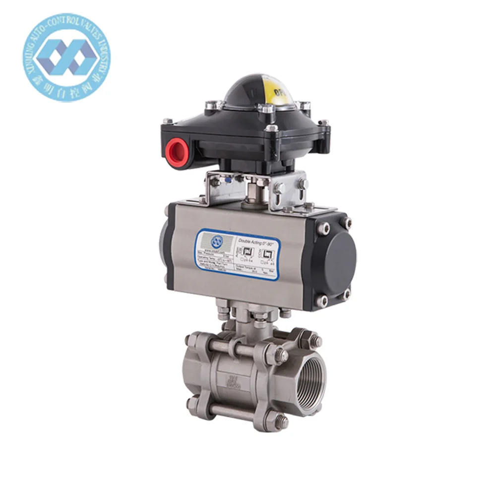Custom Factory Wholesale Air Actuated Three-Way On-Off Pneumatic Thread Ball Valve