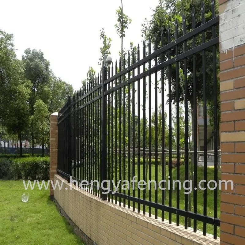 Eco Friendly Outdoor Steel Pipe Grating Security Spear Top Fence Grill Design Garden Border Fencing Steel Boundary Wall Fence