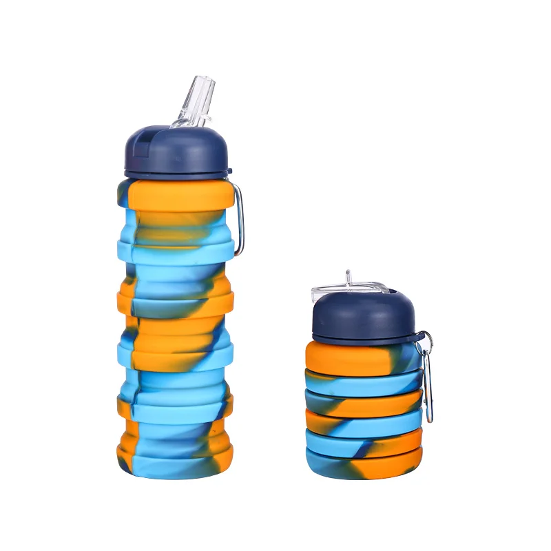 500ml silicone collapsible water bottle without BPA and any other harmful substances, color silicone collapsible water bottle