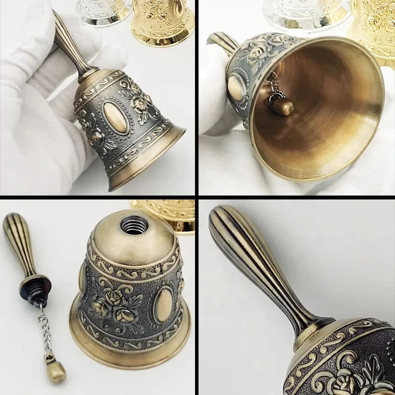 Retro Hand Call Bell Tone European Style Craft Wedding Decoration Alarm Bar Hotel Vintage Bell Wind Bells Decor