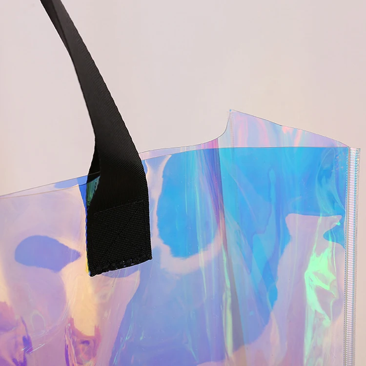 Wholesale customized size PVC tote bag waterproof holography shopping bag