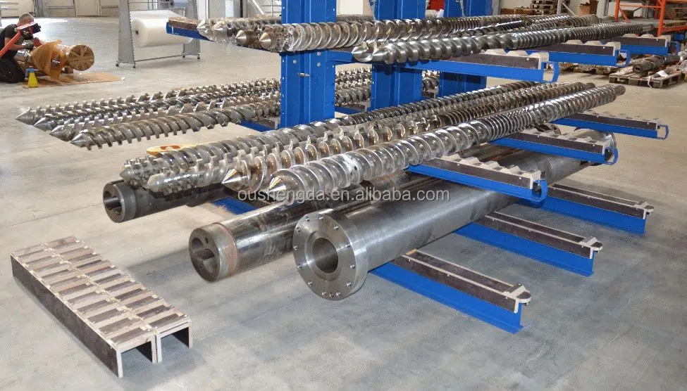 Krauss Maffei KMD90 twin screw cylinder cPVC profile extrusion bimetallic high alloy for uPVC pipe double screws