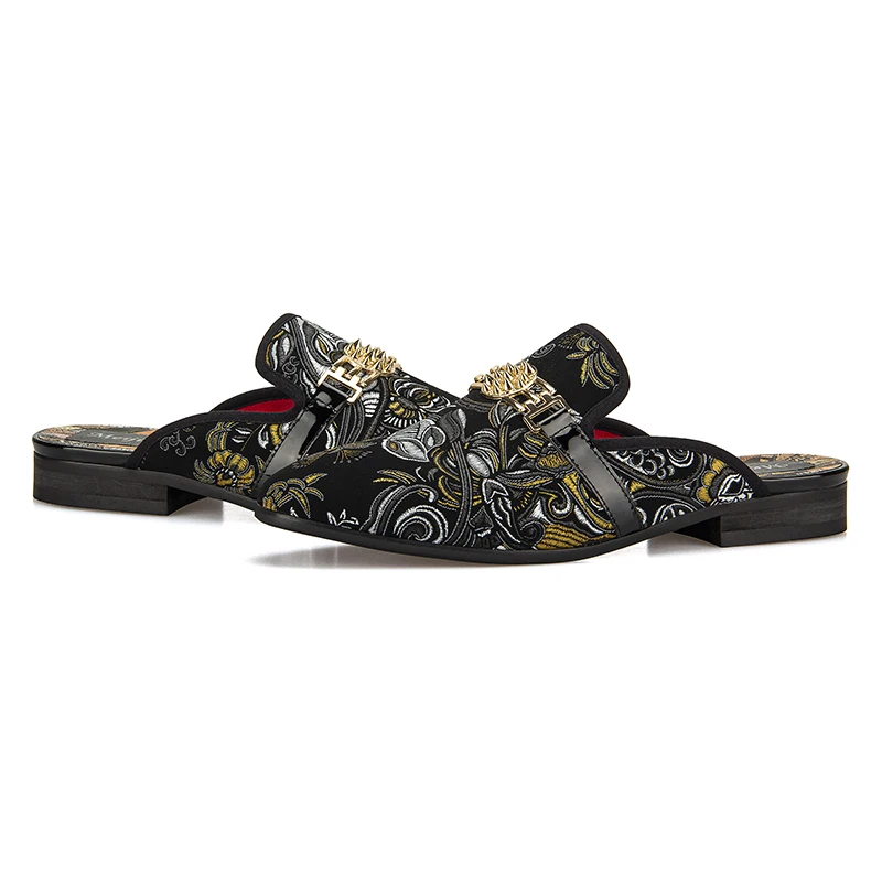 Mens Shoes Luxury Superfine fiber Embroidery pattern Slip-on Penny Loafers