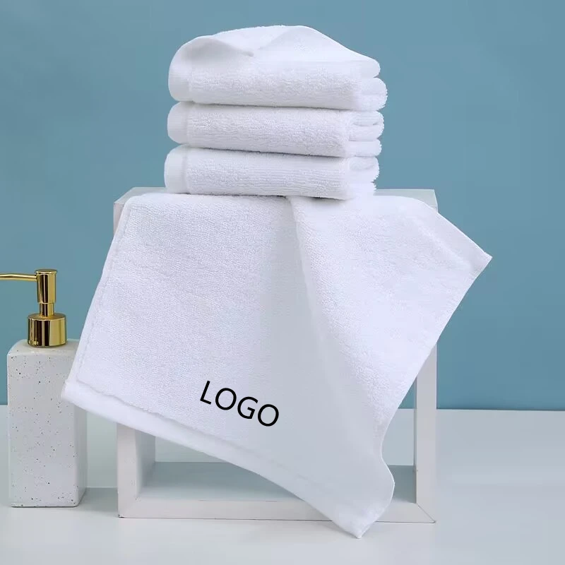 Cheaper 30*30cm White Black Salon square Small Cotton Hand Towels Headband with Embroidery logo
