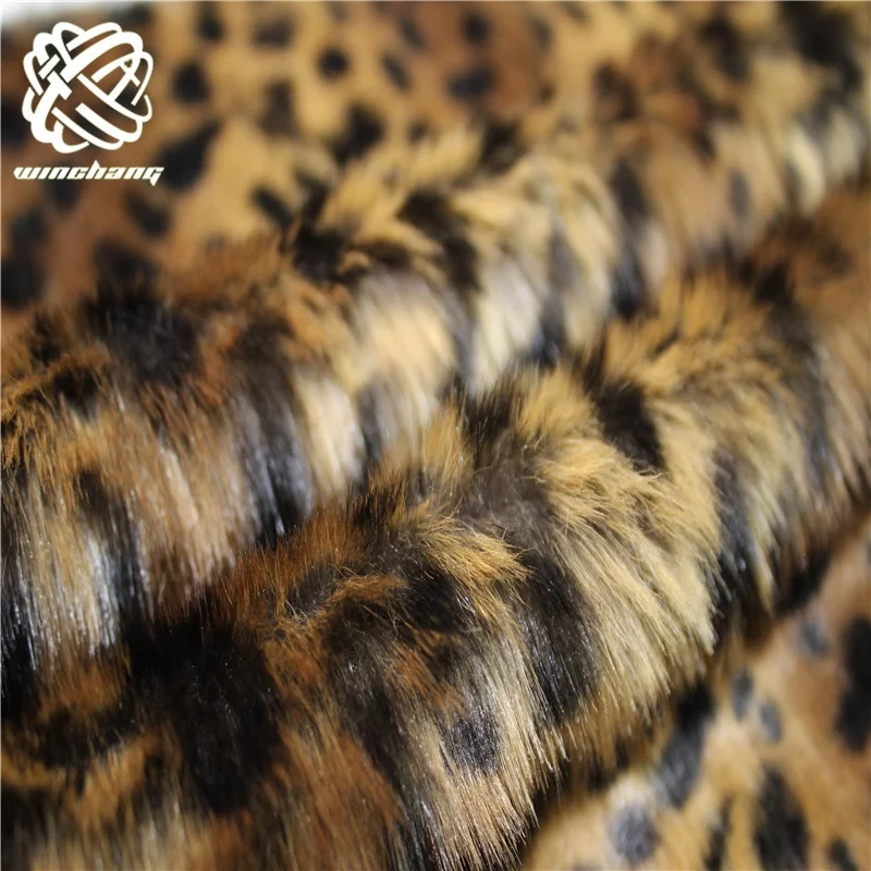 2021 Luxury Leopard Printed Pattern Faux Fur Long Pile  Faux  Fur Fabric For Garment Carpet Coat